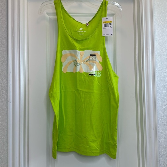 New NIKE SPRING BREAK GRAPHIC LOGO TANK TOP IN‎ LIME-GREEN Men’s Small - Picture 2 of 6